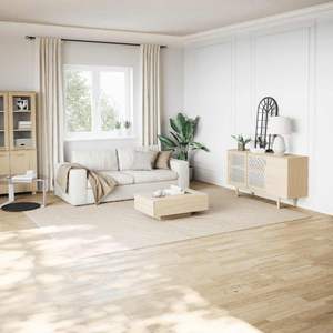 พรมขนยาวสีครีมขาว โพลีเอสเตอร์ 100% ขนาด 94.5 x 133.9 นิ้ว พรมปูพื้นและชุดพรม - Product Image 1