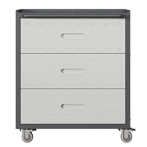 Armoire de rangement métallique robuste à 3 tiroirs avec roulettes, noir/gris, pour la maison, le bureau ou le garage – Solutions d'organisation - Product Image 2