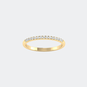 แหวนเพชรทรงกลมเจียระไนแบบบริลเลียนท์ 0.15 กะรัต ฝังแบบพาเว่เซ็ต ครึ่งวง บนตัวเรือนทองคำแท้ 9K - Product Image 4