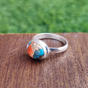 แหวนเงินแท้ประดับโมเสกหินหลายชนิด ดีไซน์วินเทจ ชุบเงิน ทำมือ ปรับขนาดได้ รับรองโดย IGI ขายส่ง - Product Image 5