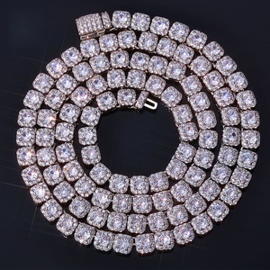 Lab-Grown Diamond Tennis <b>Chain</b> Necklace 925 <b>Silver</b> Lightweight Certified Diamond Iced Out Luxury <b>Mens</b> Womens Fine Jewelry Gift - Product Image 1