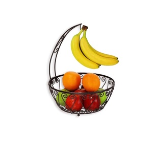 Soporte de metal plateado para plátanos, estante decorativo de metal plateado con cesta de metal para frutas, ideal para la cocina del hogar. - Product Image 5