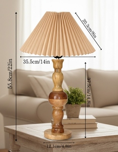 Wooden <b>bubble</b> design table <b>lamp</b> pleated shade vintage bedside light minimalist home decor nightstand <b>lamp</b> wholesale OEM - Product Image 2