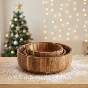Plat à fruits domestique en bois d'acacia massif, polyvalent pour fruits, crème glacée, fruits secs et céréales - Product Image 1