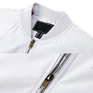 Blouson bomber blanc pour homme, fermeture éclair, couleur unie, vêtement d'extérieur décontracté, pour l'automne, coupe classique, en polyester - Product Image 6