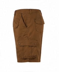 กางเกงขาสั้นคาร์โก้ผู้ชาย ผ้าแคนวาส เอวกลาง ติดกระดุม สีพื้น ลำลอง - Product Image 6