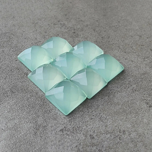 Natural Aqua Chalcedony Checker Cut Square Flat Back Gemstone, Calibrated Wholesale Jewelry Making - Product Image 4