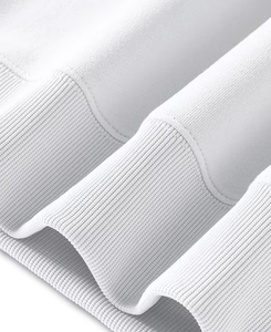 Men's White Crew Neck Oversized Woven Fleece Pullover Solid Color Minimalist Breathable Polyester Sweatshirt Winter Wear - Product Image 4