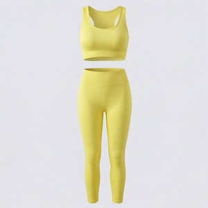 Conjuntos de Yoga sin Costuras para Mujer, Trajes Deportivos para Entrenamiento Físico, Diseño Personalizado, Ropa Deportiva de Dos Piezas de Spandex para Gimnasio - Product Image 1