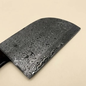 Cuchillo de carnicero hecho a mano de acero de Damasco de grado industrial con mango de madera y funda de cuero para acampar al aire libre - Product Image 5