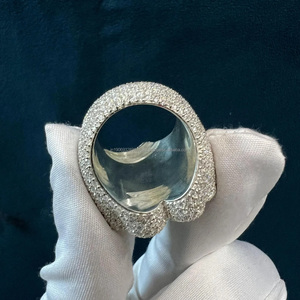 Moissanite Flower Shape Prong <b>Set</b> Cluster <b>Ring</b> 925 <b>Sterling</b> <b>Silver</b> Rhodium Plated Hip-hop Unisex Engagement <b>Ring</b> Anniversary - Product Image 2