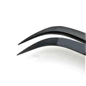 Pinzas profesionales de Extensión de pestañas de acero inoxidable curvadas de 45 grados, herramienta de belleza de Nano fibra afilada para pestañas de volumen puntiagudo - Product Image 2