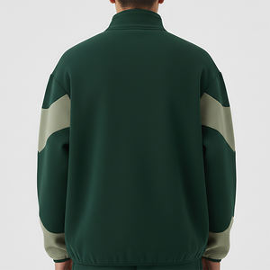 Sweat-shirts et sweats à capuche pour hommes, sur mesure OEM/ODM, 100% coton molletonné, 400 GSM, poids lourd, blocs de couleur, fermeture éclair, col montant - Product Image 6