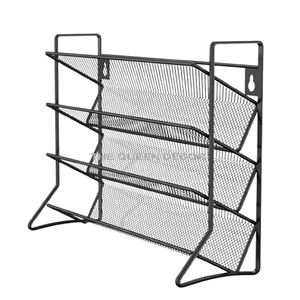 Top Selling Iron Metal Sets Of 2 Rectangle Shape Black Finished glass, spice <b>rack</b> Storage Shelve Wall Mounted - Product Image 4