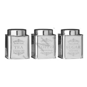 Caja de almacenamiento de alimentos Retro Para el hogar, recipiente cuadrado de Metal con diseño de grabado, de acero inoxidable, 3 unidades - Product Image 1