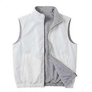 Gilet d'hiver pour homme personnalisé, col rond, décontracté, à capuche, sans manches, en tissu tricoté peigné, imperméable, réversible, écologique, respirant - Product Image 1