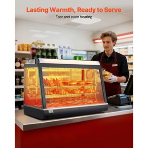 Espositore Scaldavivande Commerciale a 3 Livelli con Luci LED, 1400W, Vano Superiore, Ripiani Regolabili, Controllo Temperatura 86-185°F, Metodo Manuale - Product Image 2