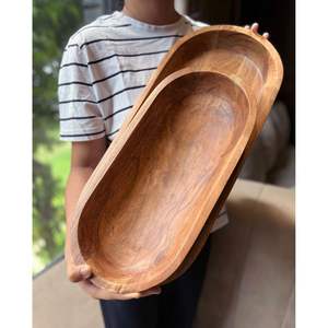 Décoration de cuisine rustique, bol à pâte et assiettes en bois faits à la main pour un service élégant - Product Image 1