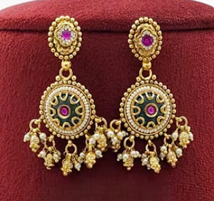 Ensemble collier et boucles d'oreilles plaqué or mat de qualité supérieure, classique, pour les occasions festives, fiançailles et mariage, pour femmes - Product Image 2