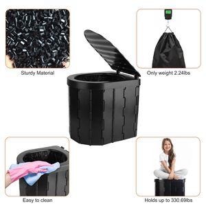 WC Portatile Pieghevole con Coperchio per Adulti, Design Moderno per Campeggio, Esterni e Villa, Include 1 Rotolo di Sacchetti per Rifiuti - Product Image 5