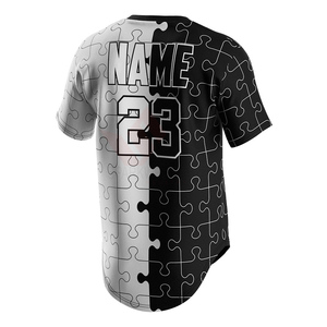 Camiseta de Béisbol para Hombre, Negra y Blanca con Estampado de Rompecabezas, Cuello en V, Manga Corta, Número 23 Sublimado, Logotipo Frontal, Transpirable, Corte Regular, para Adultos - Product Image 6
