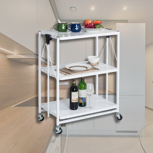 Estante de cocina de tres niveles moderno multiusos, marco duradero para uso diario y bebidas, fácil de plegar - Product Image 1