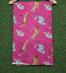 Tissu en coton imprimé à la main motif animaux de la forêt, en sergé, vendu au mètre pour la confection de robes - Collection 2026 à succès - Product Image 6