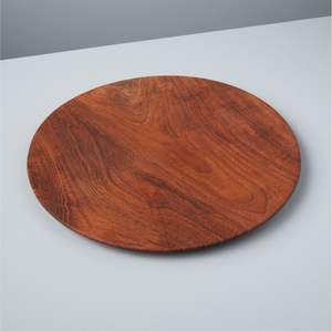 Handmade Natural Acacia Wood Charger Plate Round 13" Luxury <b>Walnut</b> Brown Wooden Serving Tray for Wedding Hotel <b>Table</b> Decor - Product Image 1