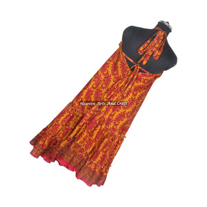 Vestido de Sari de Seda Vintage Indio Ligero para Verano, Vestido de Tela Sari para Mujer, Elegante Vestido de Noche sin Mangas para Cena - Product Image 6
