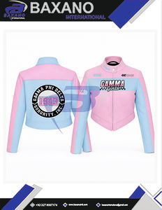 Chaqueta de Cuero PU de Alta Calidad para la Hermandad Gamma Phi Delta GPD, Corte Ajustado, Estilo Racing, Personalizable con Cualquier Logotipo - Product Image 4