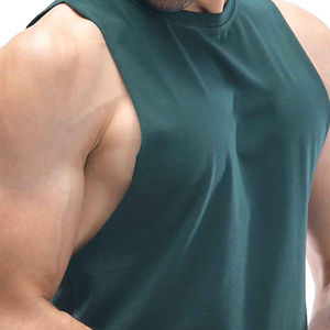 Ensemble débardeur et short de sport personnalisable grande taille pour homme, en coton et élasthanne, couleur unie, style décontracté pour l'été - Product Image 4