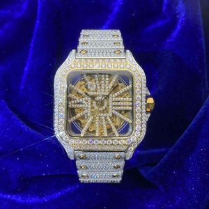 Montre de luxe haut de gamme en moissanite et diamant, boîtier en acier inoxydable, style hip-hop premium, prix d'usine, au prix le plus bas - Product Image 3