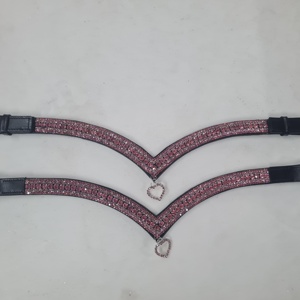Cintas para la Cabeza de Caballo ALR de Cuero con Pedrería, Cristales y Diamantes, Diseño de 5 Filas, Ajuste Cómodo, Color Personalizable, Logotipo Personalizado, Diseños Personalizados - Product Image 1