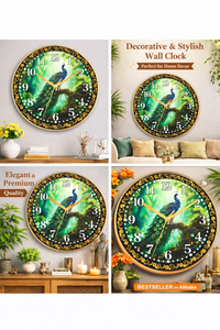Luxury Personalized Peacock Feather Wall <b>Clock</b> <b>Digital</b> Printing Silent Quartz Movement-Home Decor for Mother's Day Christmas - Product Image 2