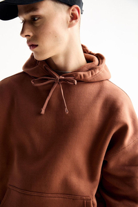 Sudadera con Capucha Extra Grande para Hombre, Color Sólido, Forro Polar, Informal, para Otoño, con Bolsillos, Corte Regular, Tejida - Product Image 5