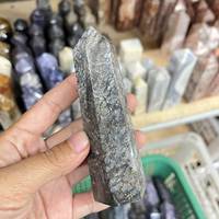 Obelisco de Ágata Gris Natural Pulida, Torre de Cristal para Regalo y Decoración