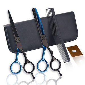 Ciseaux de Coiffure Professionnels en Acier Inoxydable Bleu Noir 4Cr13 Légers, Ensemble de Ciseaux de Coupe Personnalisables avec Logo, 6 Pouces Tranchants - Product Image 2