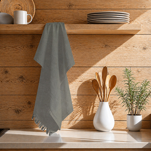 Solid Color Cotton <b>Kitchen</b> <b>Towel</b> Rectangle Woven Eco Friendly Gray <b>Kitchen</b> <b>Towel</b> at Competitive Price. - Product Image 1