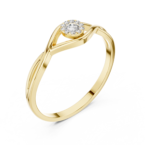 Anillos de oro macizo de 14k para mujer con diseño de forma de espiga, minimalistas, con diamantes de corte redondo, para regalo, compromiso, aniversario, boda - Product Image 4