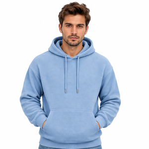 Sweat à capuche pour homme en tricot gaufré à manches longues, thermique, décontracté, streetwear, hiver, sport, gym, personnalisable, vente en gros - Product Image 1