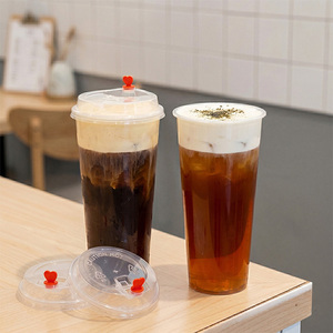 KEIFU Tapas de Plástico PP de 90mm Blancas/Transparentes Antiderrame con Apertura Fácil y Tapón de Corazón para Vasos de Café y Botellas de Té de Burbujas - Product Image 4