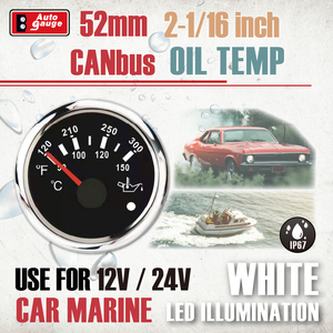 เกจวัดอุณหภูมิน้ำ CANbus ขนาด 52 มม. 2 1/16 นิ้ว หน้าจอ LED สีขาวสว่างพิเศษ หน้าปัดแบบอนาล็อก สีดำ 12V 24V พร้อมไฟเตือน สำหรับรถบรรทุก รถบัส รถยนต์ - Product Image 2