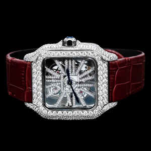 Reloj Mecánico de Lujo Unisex al por Mayor con Correa de Cuero, Cristal Analógico Miyota, Caja de Acero Inoxidable y Diamantes de Moissanita - Product Image 1