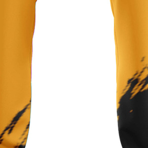 Pantalon de survêtement pour homme noir et jaune à imprimé par sublimation, taille élastique, décontracté, respirant, léger, en lin/coton tricoté, idéal pour le printemps - Product Image 2