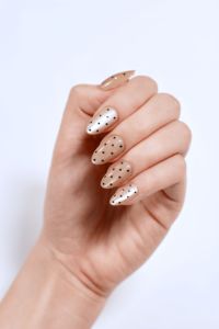 Uñas Postizas Artificiales Beige Forma Almendrada OEM ODM de Fábrica, Uñas a Presión Personalizadas Nude con Puntos al por Mayor - Product Image 4