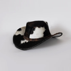 Sombrero de Vaquero de Cuero Vacuno Ajustable y Elegante, Estilo Occidental, Hecho a Mano, con Pelo de Vaca, para Deportes, Casual, Negocios, Fiestas, Viajes, Novedad 2025 - Product Image 2