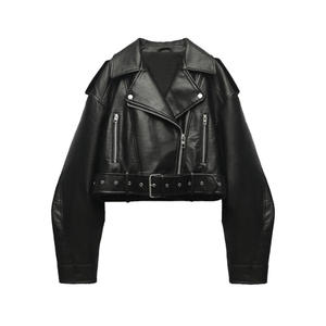Chaqueta de Cuero Sintético con Cinturón para Mujer, Moda Primavera 2026, Estilo Vintage, Manga Larga, Abrigo Chic para Mujer - Product Image 4