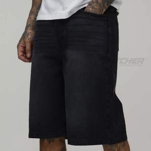 Shorts en denim léger extensible (Spandex/Polyester) style streetwear décontracté Y2K respirant avec broderie pour l'été - Product Image 5