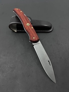 Couteau de poche pliant artisanal haut de gamme en acier inoxydable, manche en bois de rose, étui en cuir, vente en gros OEM, A&M ENTERPRISES - Product Image 6
