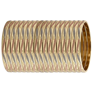 Nouvel ensemble de bracelets ORO-Z tendance en alliage de cuivre plaqué or tricolore, certifié par un designer, texture ondulée, finition mate étincelante, pour femmes - Product Image 1
